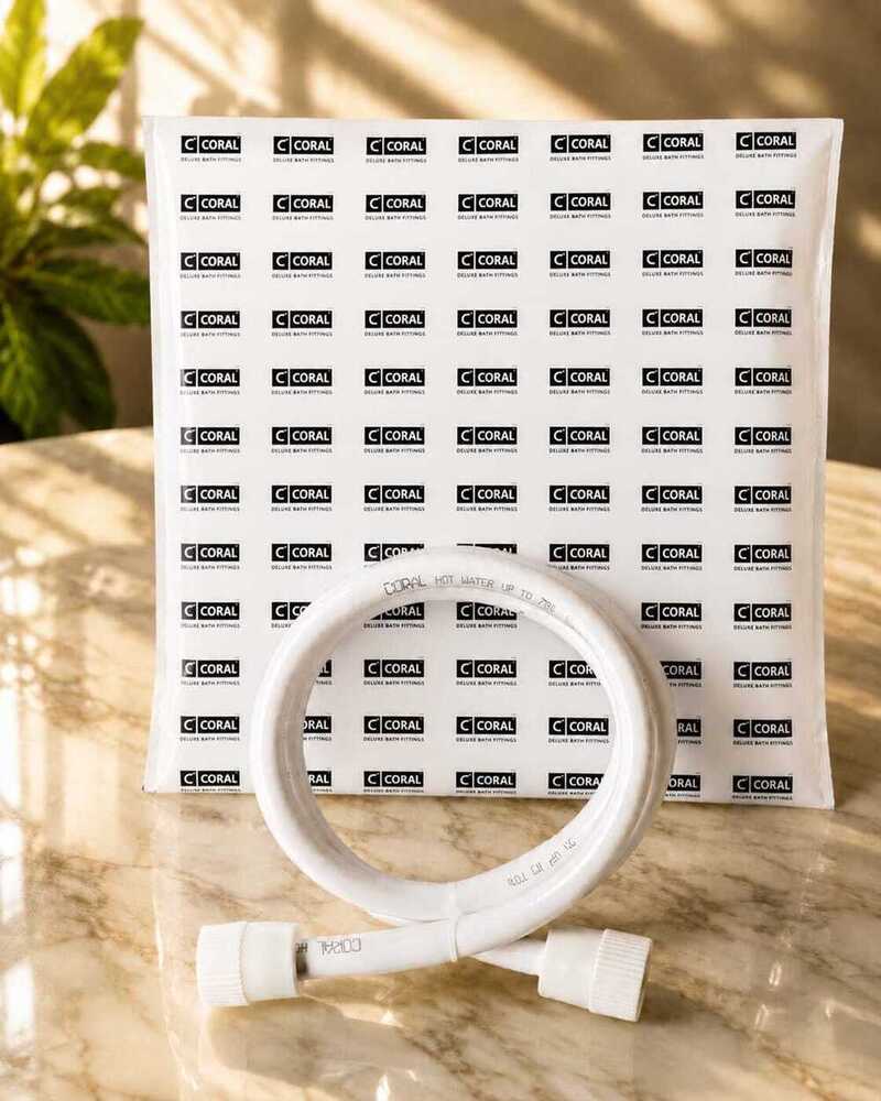 36 Inch PVC Hot Water Connection Tube - 1/2 Inch Diameter, White, Flexible, Leak Proof Joints, Up to 70C Temperature