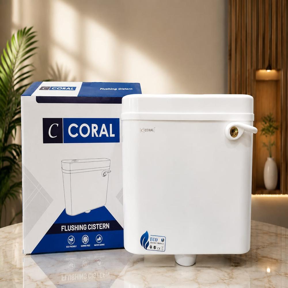 10 L Plastic White Toilet Single Flush Tank - Plastic 10 L White Slim Design Side Handle Flush Wall Mounted