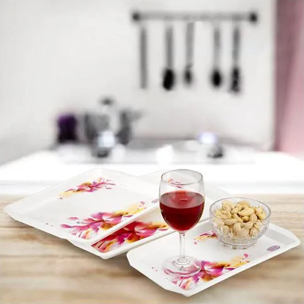 Serving Tray Set (Pack of 3 Pcs / Multicolor / Mix Size)