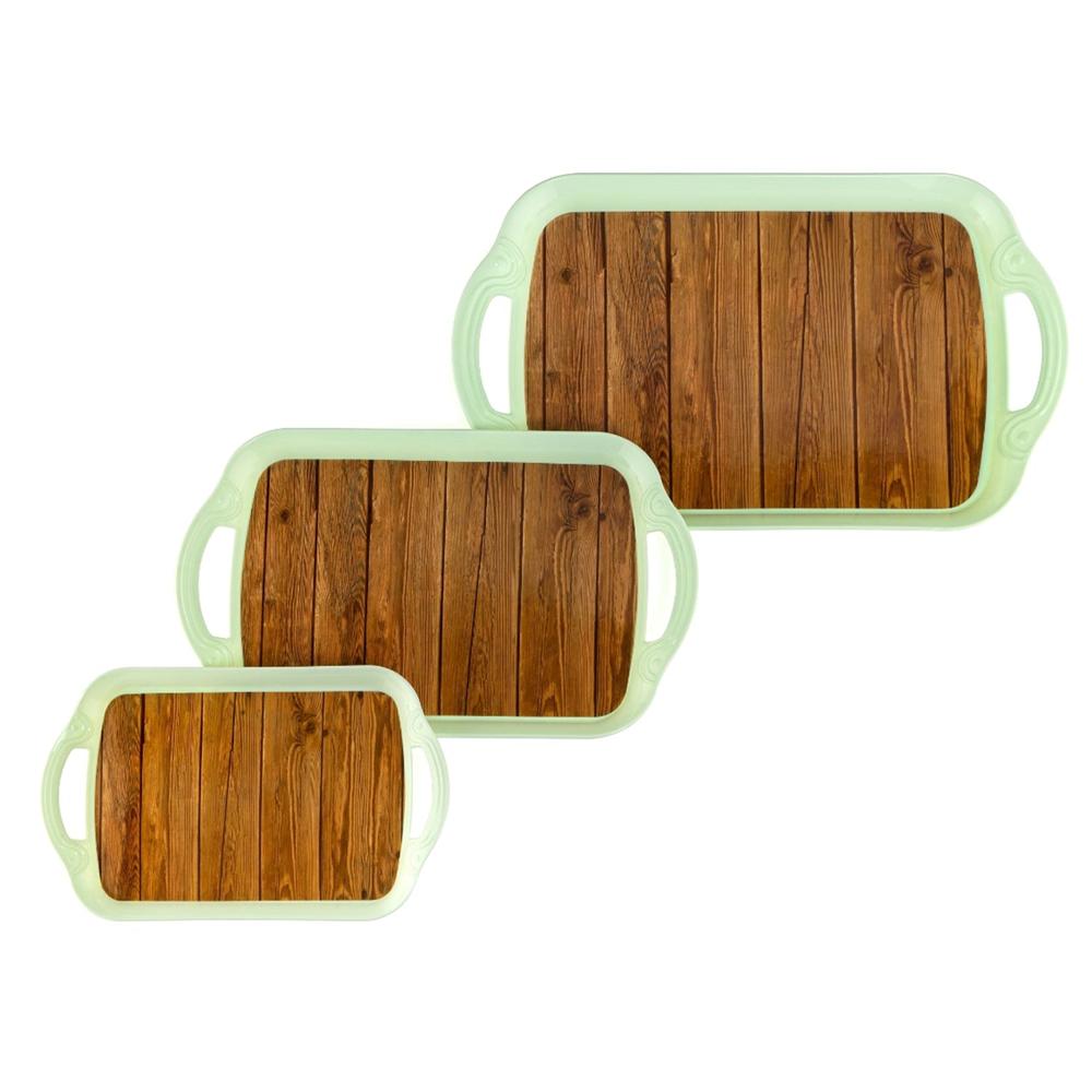 Serving Tray Set (Pack of 3 Pcs / Multicolor / Mix Size)