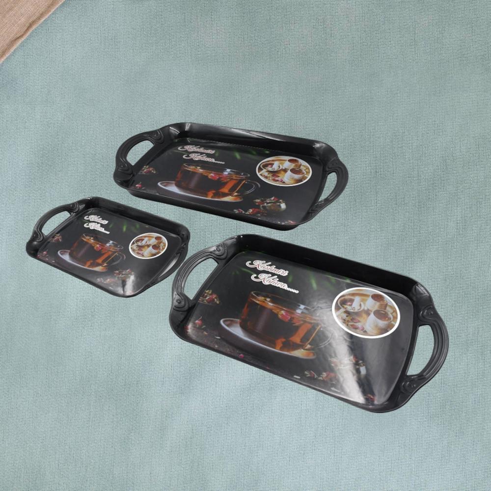 Serving Tray Set (Pack of 3 Pcs / Multicolor / Mix Size)