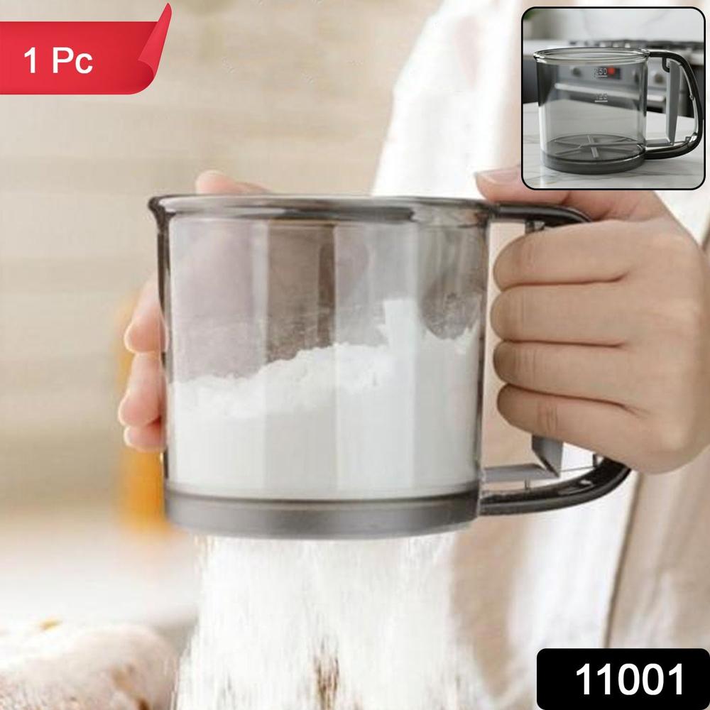 Plastic Flour Sieve Cup With Handle And Fine Mesh Filter For Kitchen Baking - Color: Mix