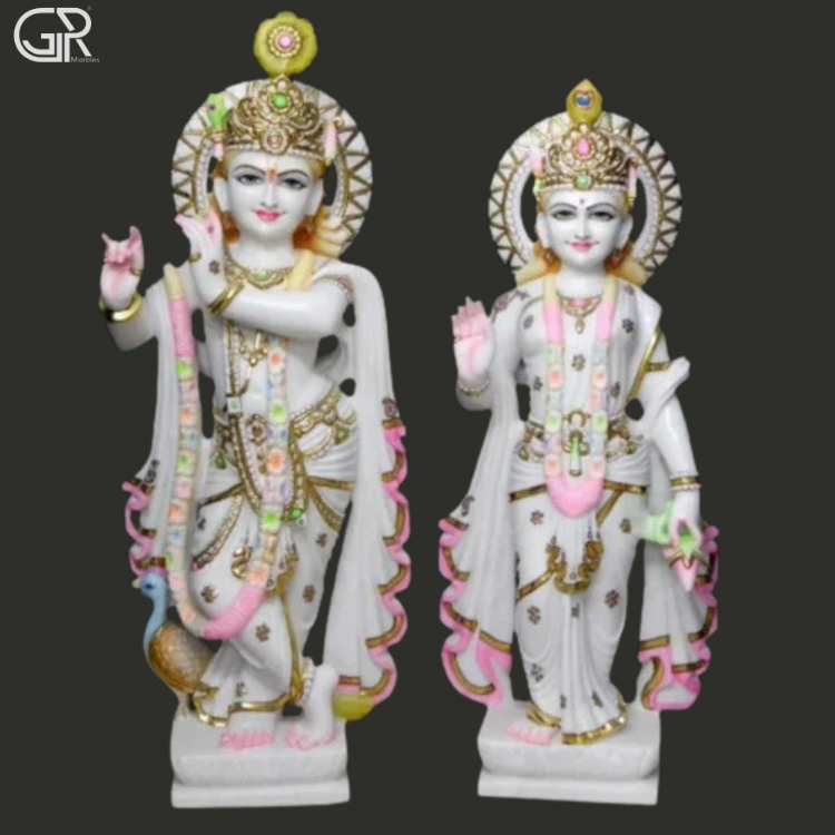 White Marble Radha Krishna Statue