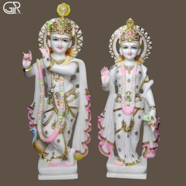 White Marble Radha Krishna Statue