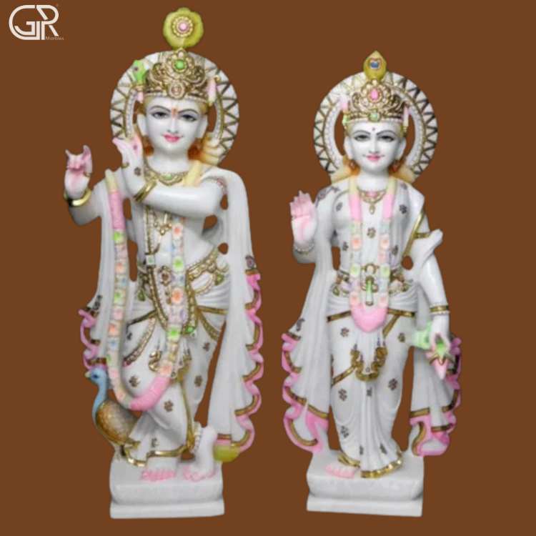 White Marble Radha Krishna Statue