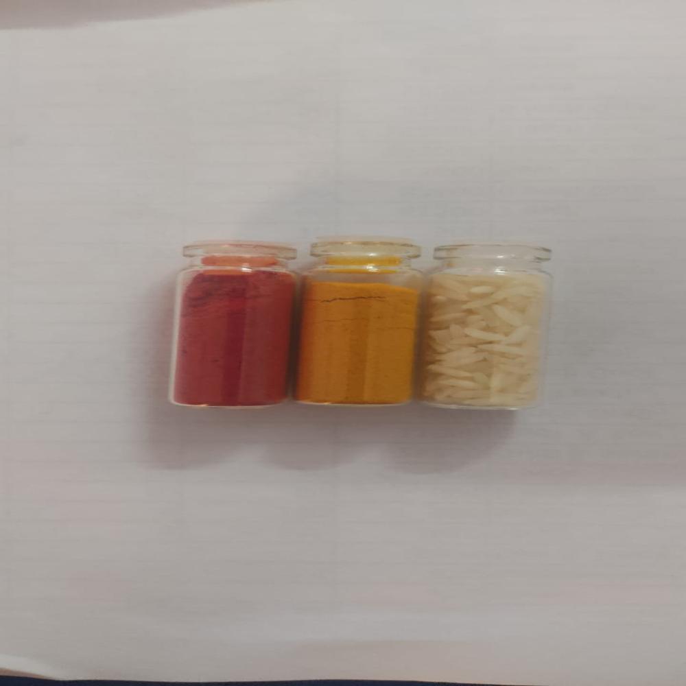 Mini Roli Chawal Haldi Kumkum Bottles