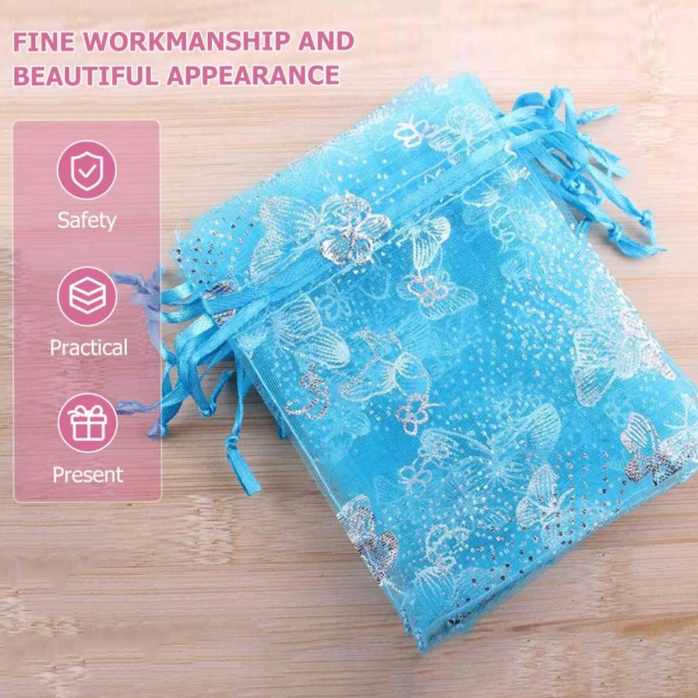 Organza Return Gift Bags Small Mesh Bags Drawstring Gift Bags Christmas Drawstring Organza Gift Bags, Wedding Party Festival Gift Bags, Jewellery Packing Pouch Dry Fruit Pouch 1012 Cm (100 Pcs Set)