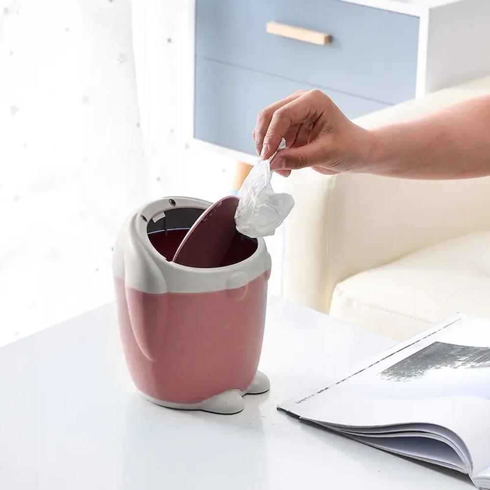 Little White Rabbit Trash Can Small Garbage Can With Lid Trash Can For Cars Mini Dumpster For Desk Tabletop Litter Bin Bunny Trash Can Rabbit Garbage Can,Mini Dustbin Garbage Can For Desk - Color: Mix