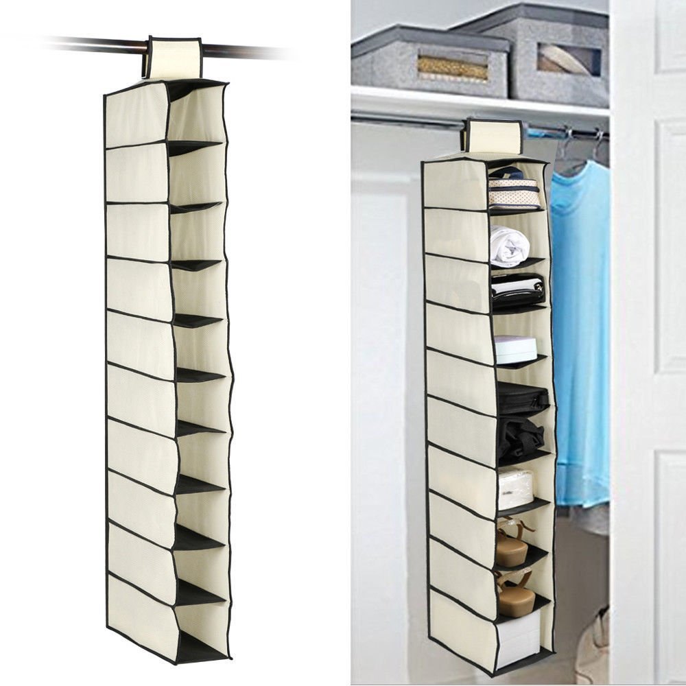 10-Tier Foldable Multipurpose Storage Rack  Collapsible Fabric Wardrobe Organizer