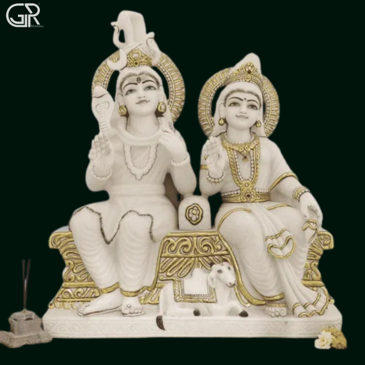 Shiv Parvati Marble Moorti