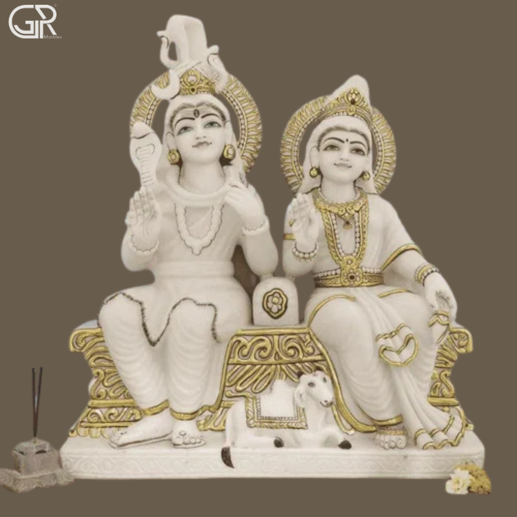 Shiv Parvati Marble Moorti