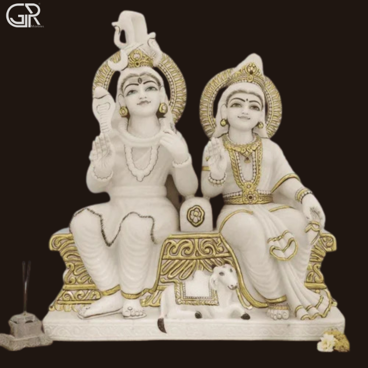 Shiv Parvati Marble Moorti