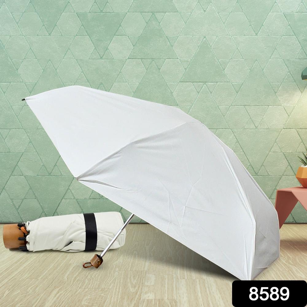 3-fold Sun & Rain Protective Solid Foldable Umbrella, (1 Pc) - Color: Mix