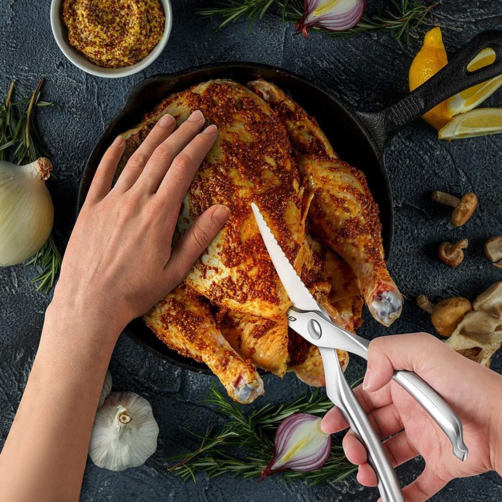 Heavy Duty Stainless Steel Poultry Shears, Premium Ultra Sharp Spring-Loaded Kitchen - Color: Mix
