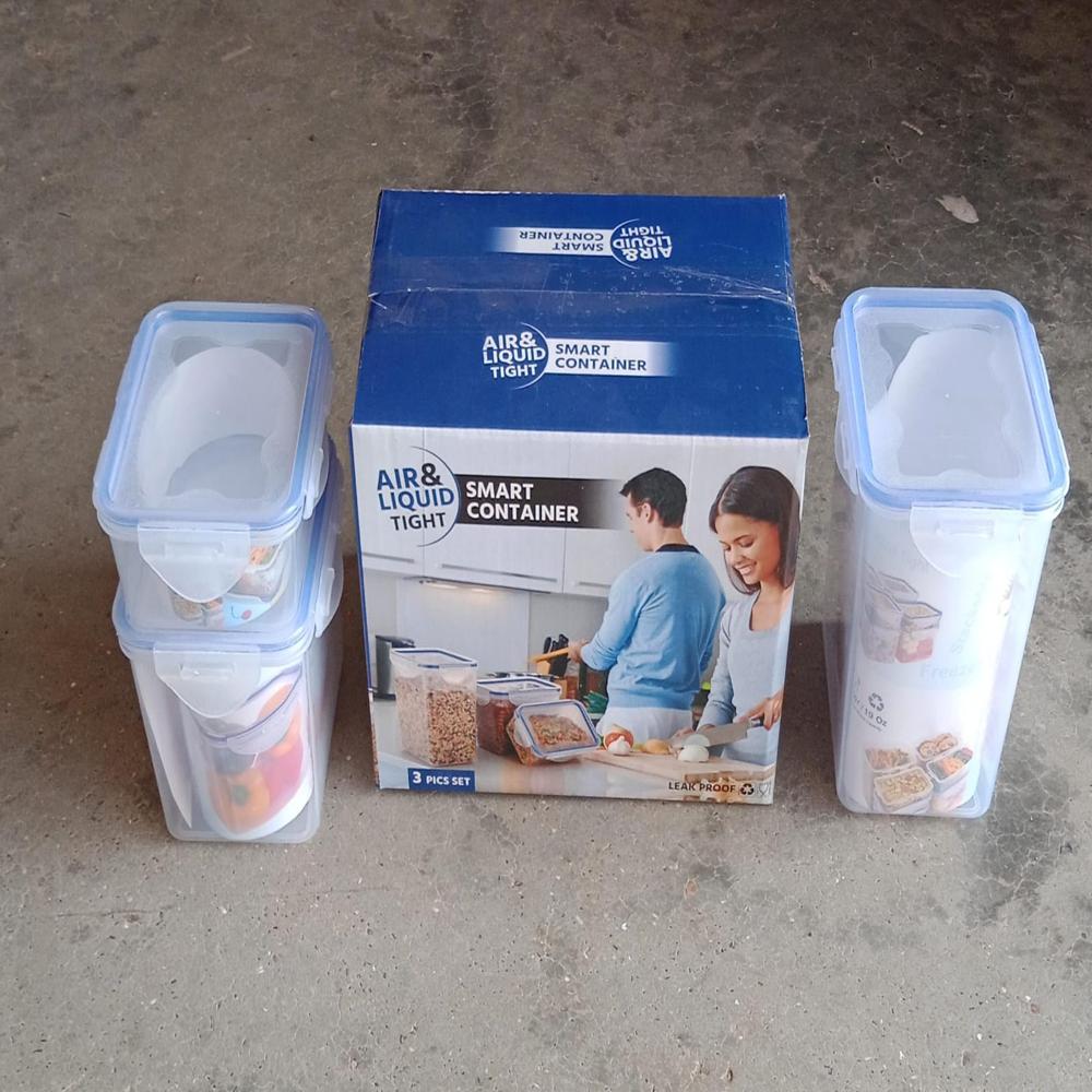 Set of 3 Rectangular Airtight Food Storage Containers with Lids