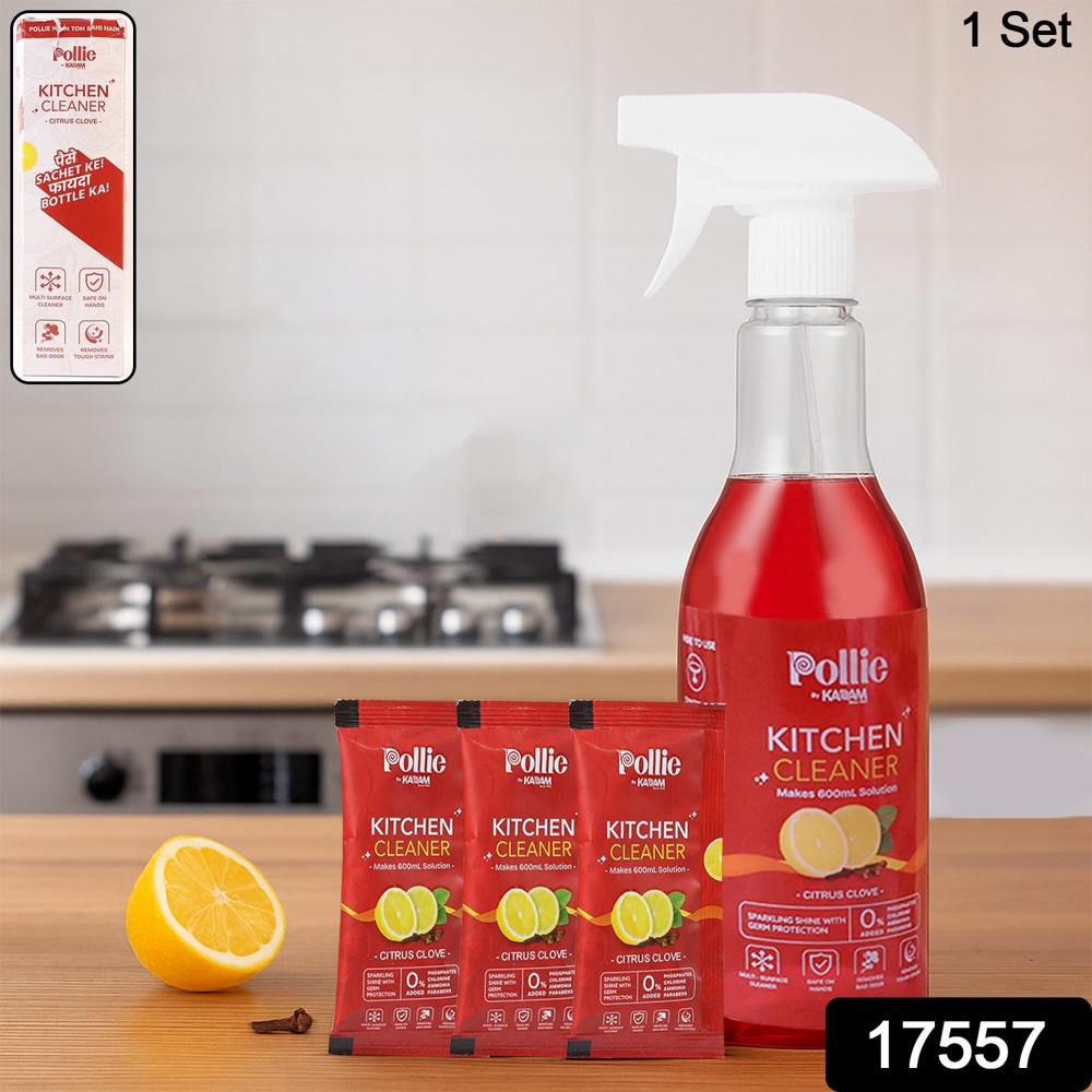 Pollic Kadam Concentrated Kitchen Surface Cleaner Refill Kit With Spray Bottle - Color: Mix