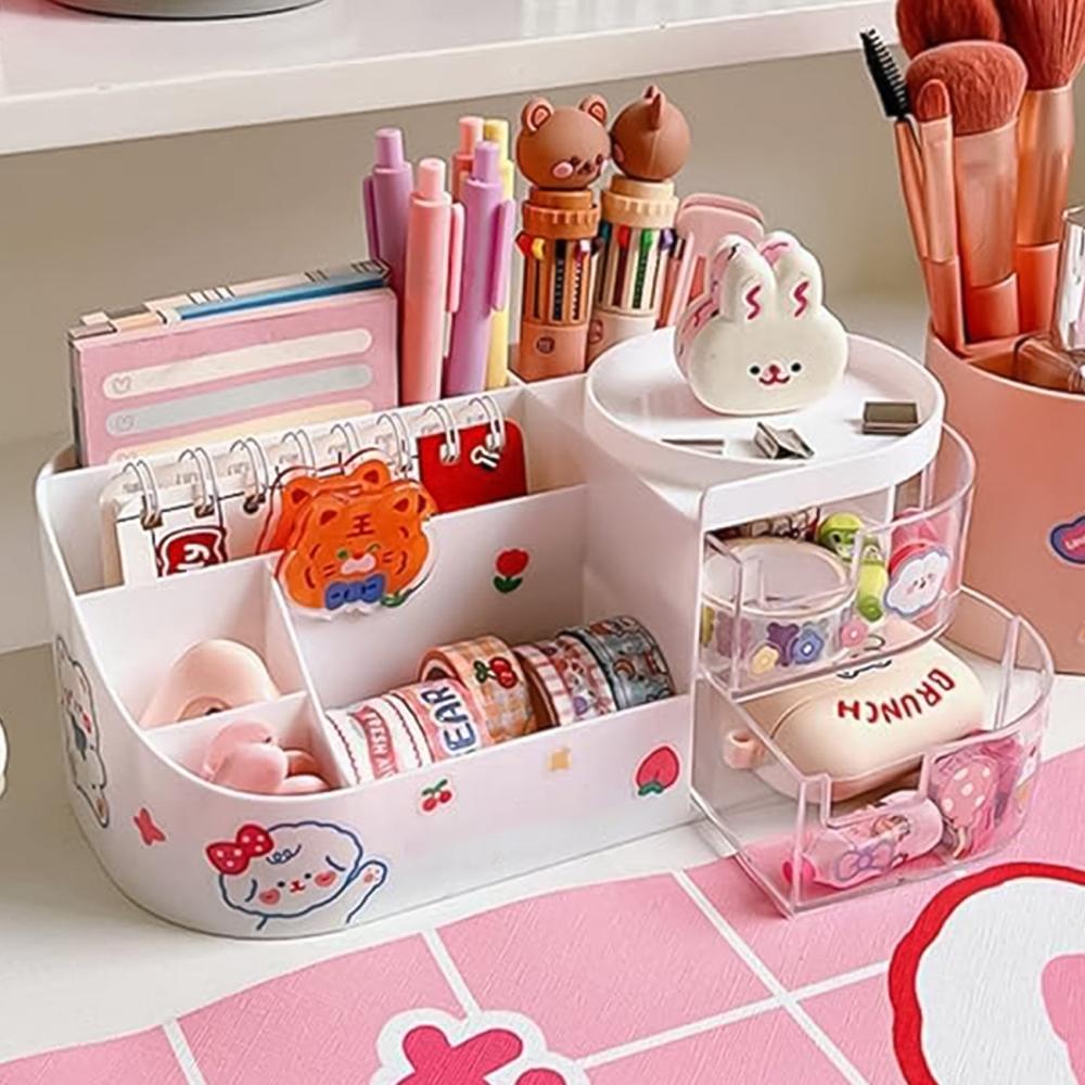 Multi-functional Plastic Vanity Storage Box - Color: Mix