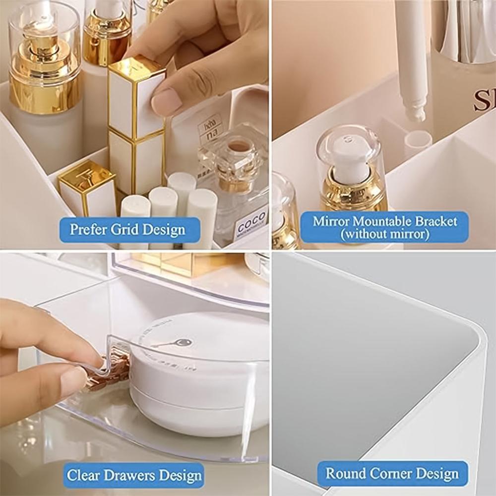 Multi-functional Plastic Vanity Storage Box - Color: Mix