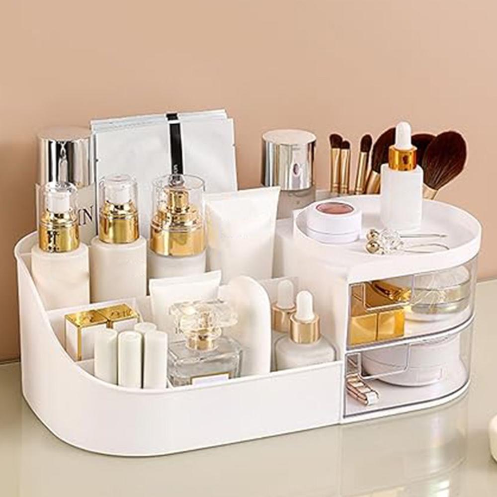 Multi-functional Plastic Vanity Storage Box - Color: Mix