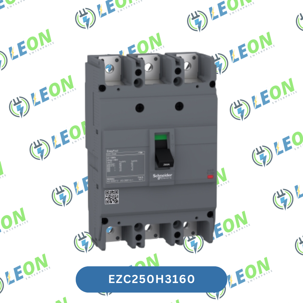 Schneider Electric Easypact EZC MCCB 160 A, 3 Pole, 36 kA, Fixed O/L & Fixed S/C Settings, Thermal Magnetic Trip Unit TMD | EZC250H3160