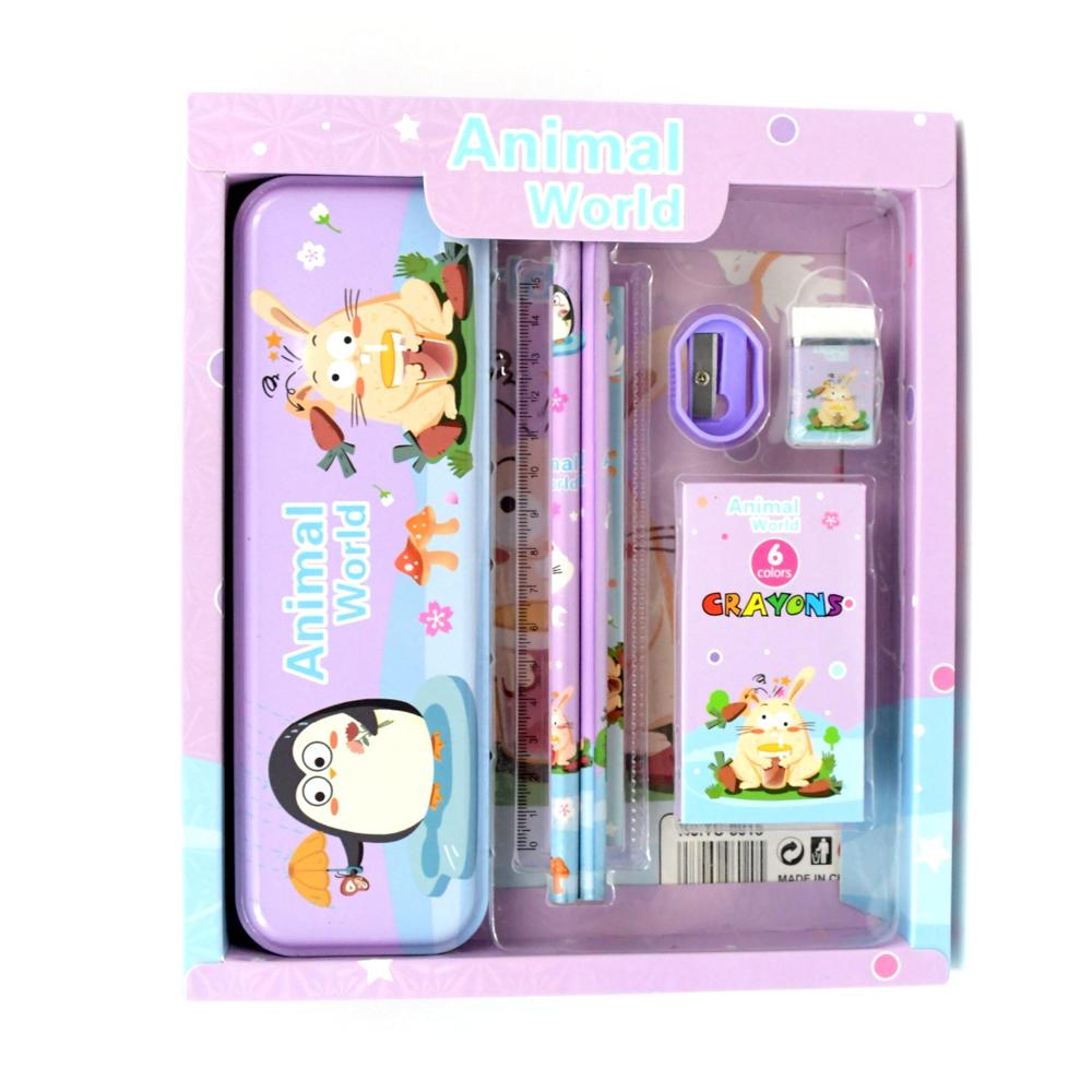 Stationery Kit For Kids - Stationery Set (6 Pcs Set / Mix Design) - Color: Multi-color (bright