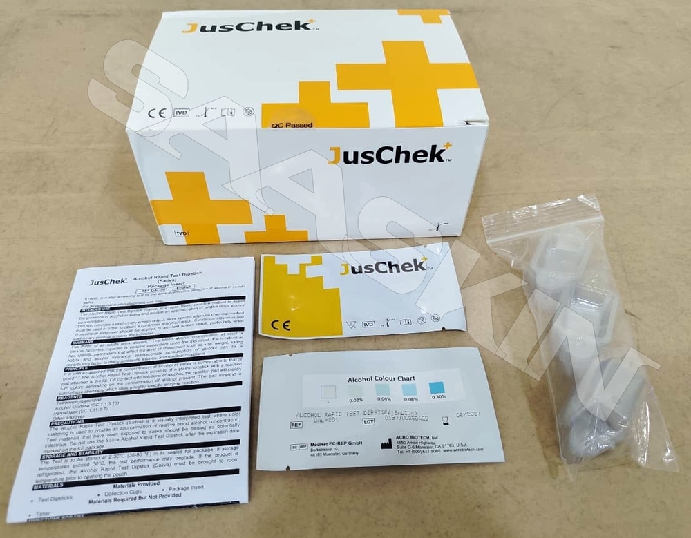 Acro Biotech JusChek Alcohol (ALC) Rapid Test Dipstick (Saliva)