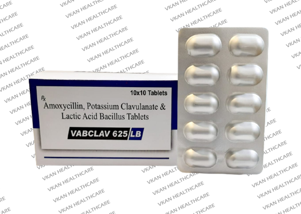 Amoxycillin 500 mg + Clavulanic Acid 125 mg + LB Tablets - 10 Strip, Combination Antibiotic for Bacterial Infections with Diarrhea Prevention