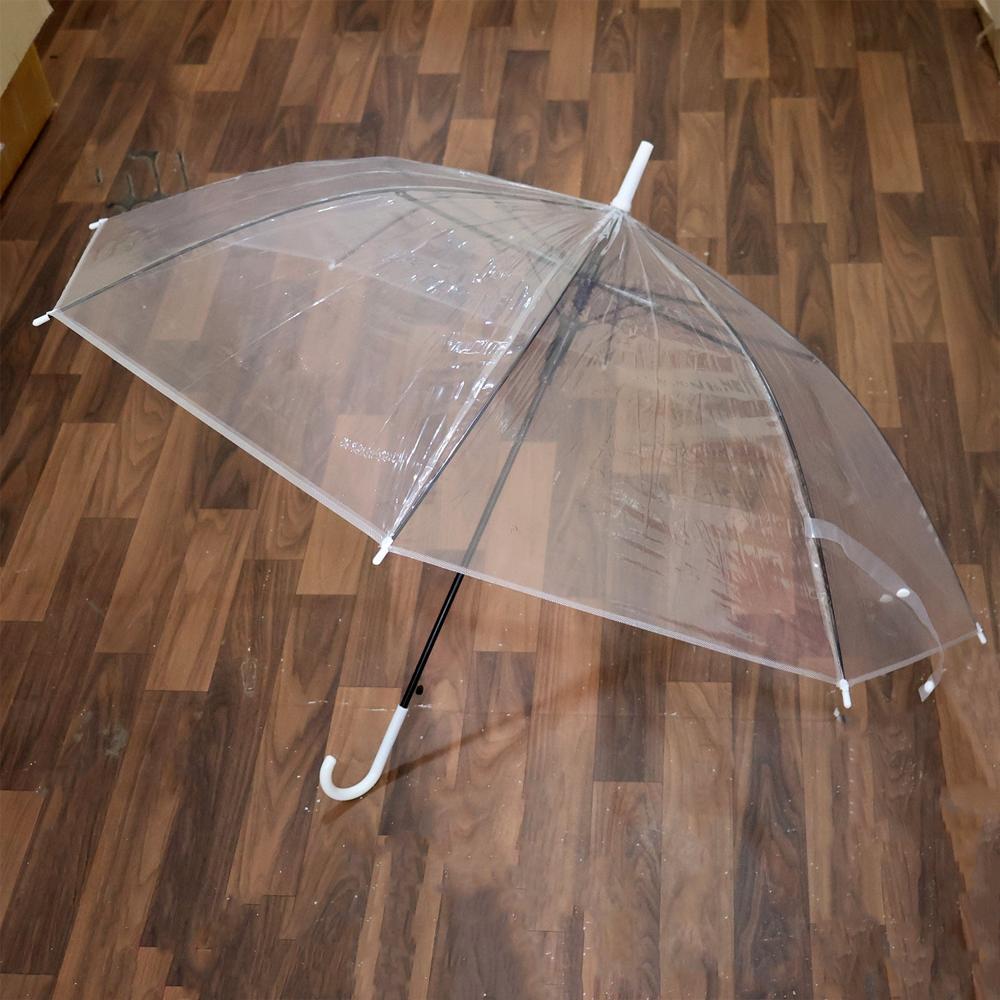 8573 Premium Transparent Dome Umbrella with Curved Handle (1 Pc)