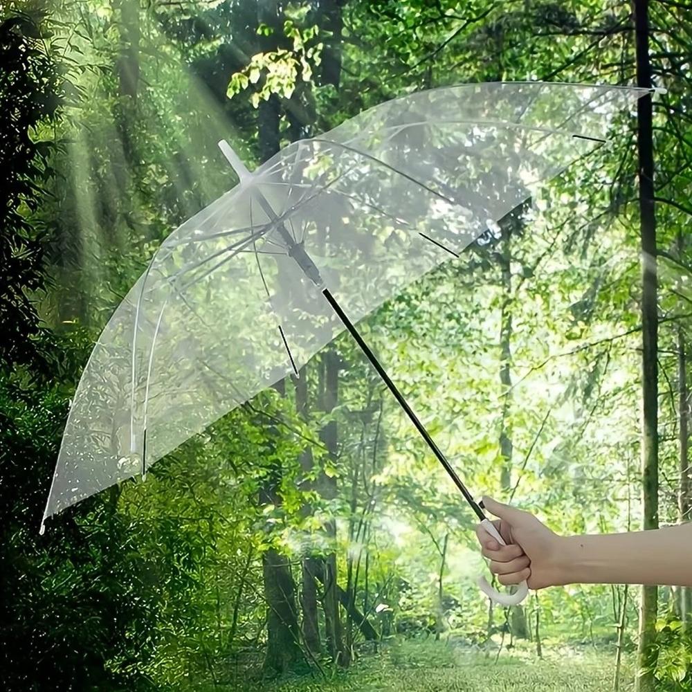 8573 Premium Transparent Dome Umbrella with Curved Handle (1 Pc)