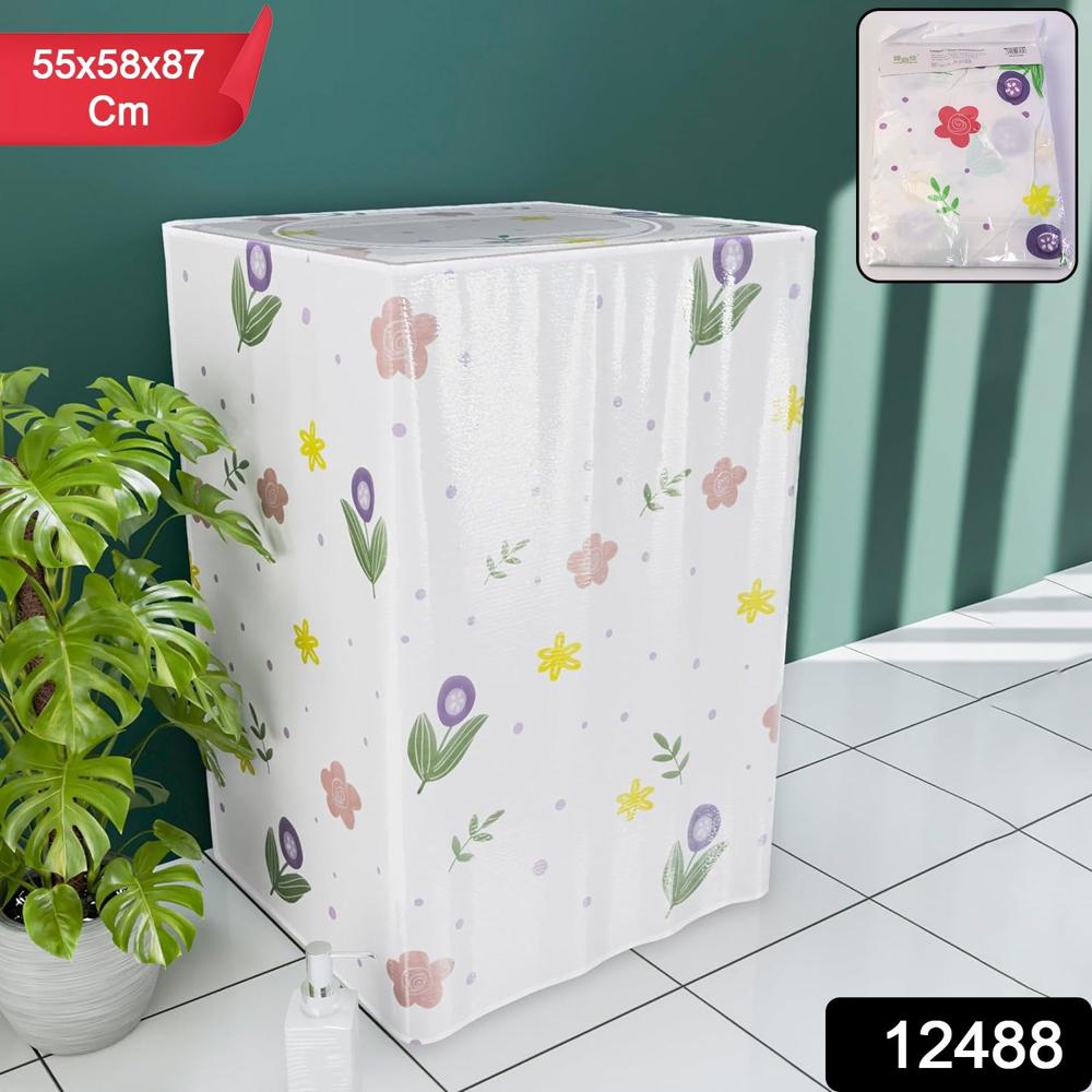 Printed Protective Washing Machine Cover For Top Load (55  58  87 Cm) - Color: Mix