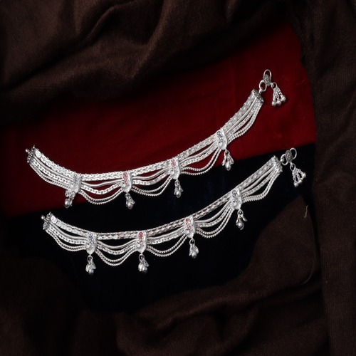 Exquisite Silver-Plated Fancy Payal with Intricate Meenakari Work | Jwelisha