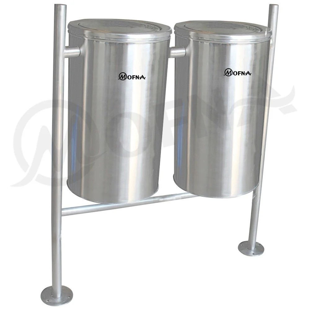 Mofna Stainless Steel Duo Swing Pole Dustbin 80 Liter