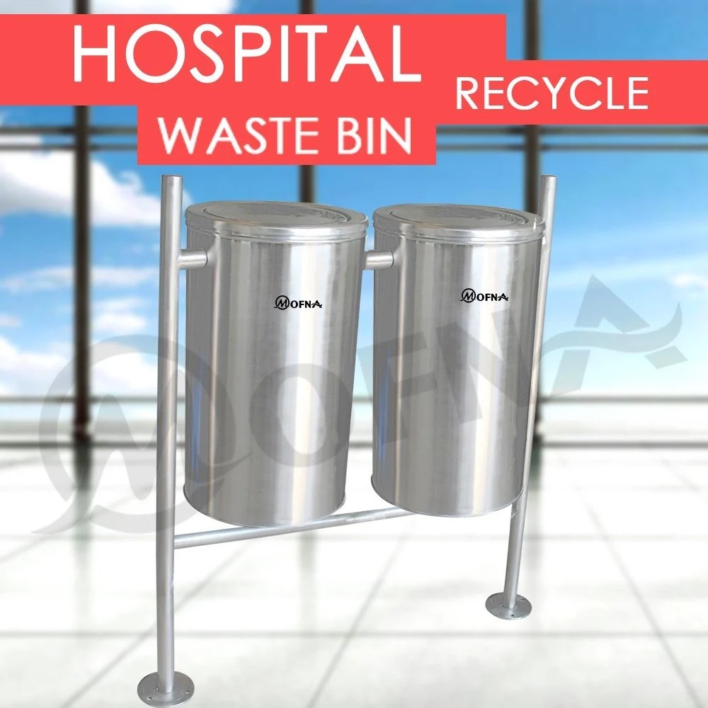 Mofna Stainless Steel Duo Swing Pole Dustbin 80 Liter