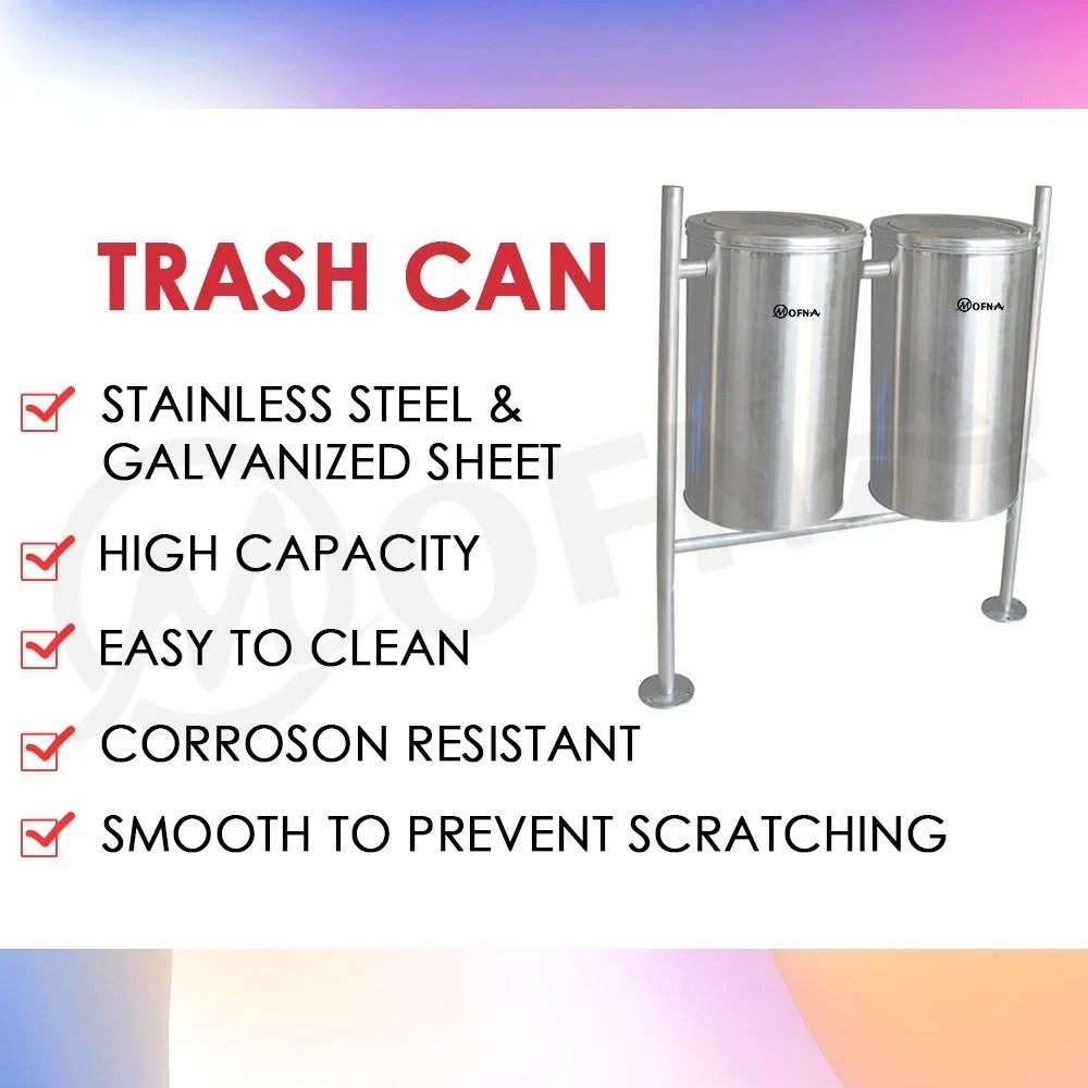 Mofna Stainless Steel Duo Swing Pole Dustbin 80 Liter