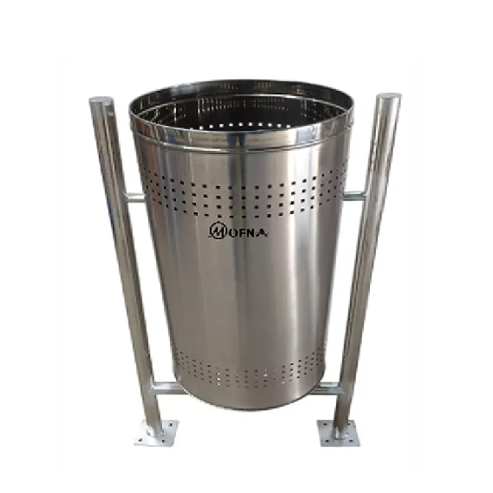 Mofna Stainless Steel Single Pole Open Dustbin, 40 Liter