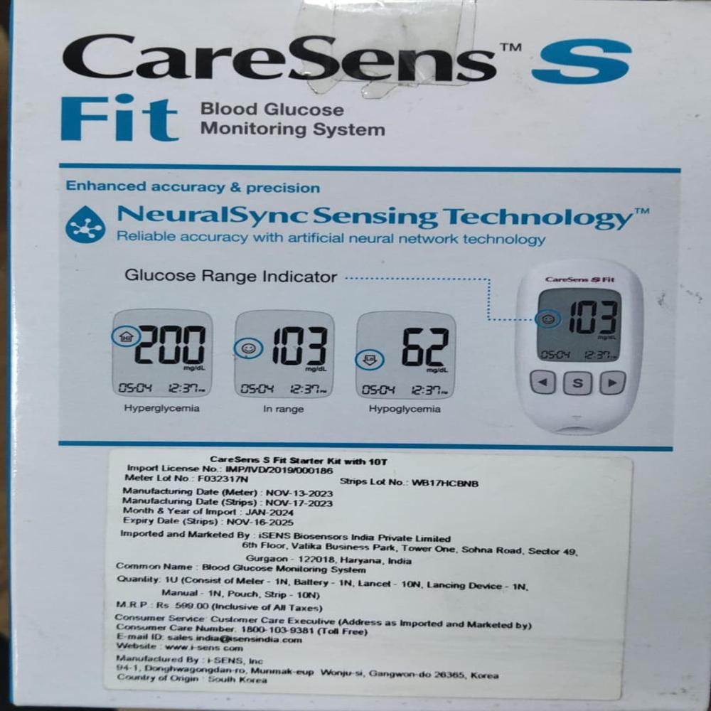 CareSens Fit Glucometer kit with 10 glucostrips free