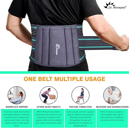 Dr.Morepen Ortho Lumbo Sacral Double Lock Belt LS-03 1Piece Flexi Back Splints Double Pull Mechanism Well Ventilated (S)