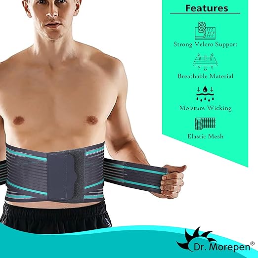 Dr.Morepen Ortho Lumbo Sacral Double Lock Belt LS-03 1Piece Flexi Back Splints Double Pull Mechanism Well Ventilated (S)