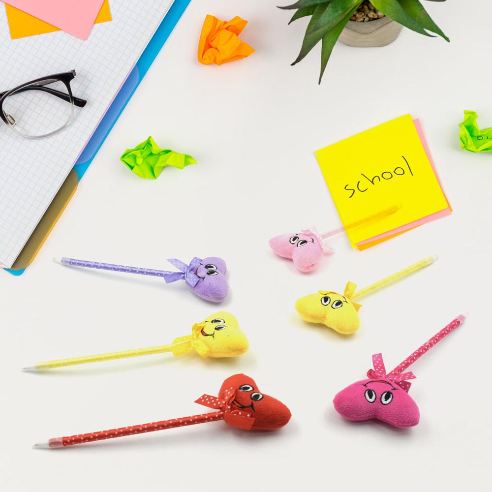 Cute Cartoon Shape & Heart Design Facy Writting Pen Attached Rattle | Ball Pen Smooth Writing For Wedding , Events & Multiuse Pen Best Pen l Use for Kids (12 Pcs Set Mix Design & Color)