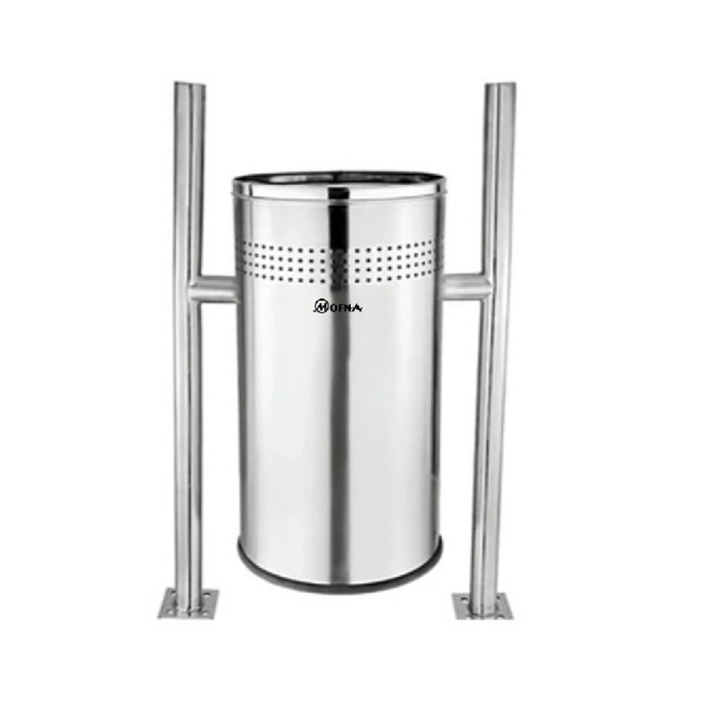 Mofna Stainless Steel Single Pole Dustbin, 60 Liter
