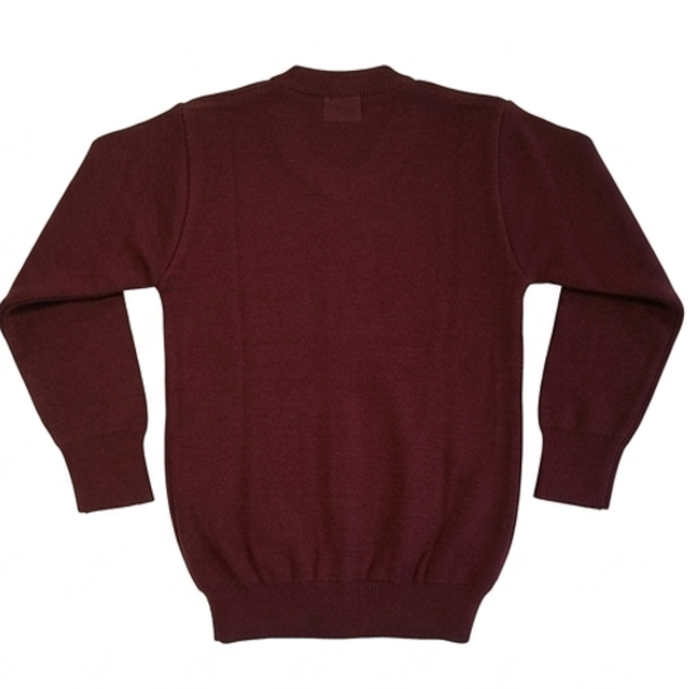 School Uniform Sweaters - Acrylic, Size 6-14, Maroon | Winter Wear, Machine Wash, 1x1 Rib Knit, Lightweight At 250g