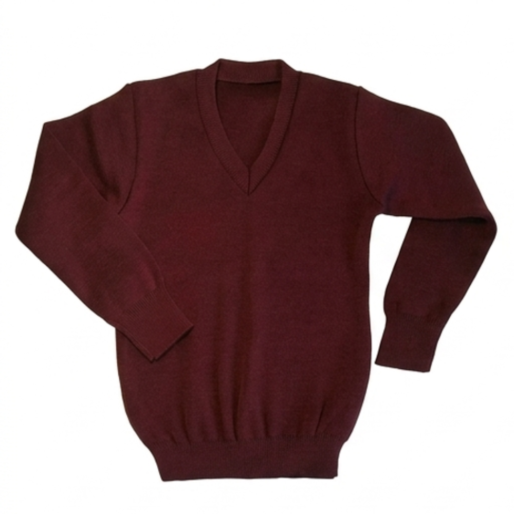 School Uniform Sweaters - Acrylic, Size 6-14, Maroon | Winter Wear, Machine Wash, 1x1 Rib Knit, Lightweight At 250g