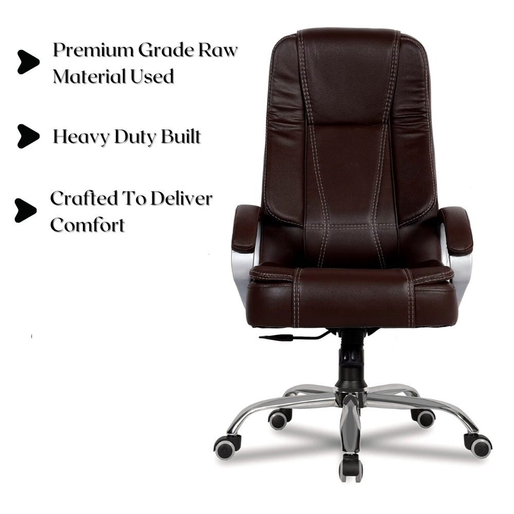 Tusker High Back Leatherette Office Chair Brown 