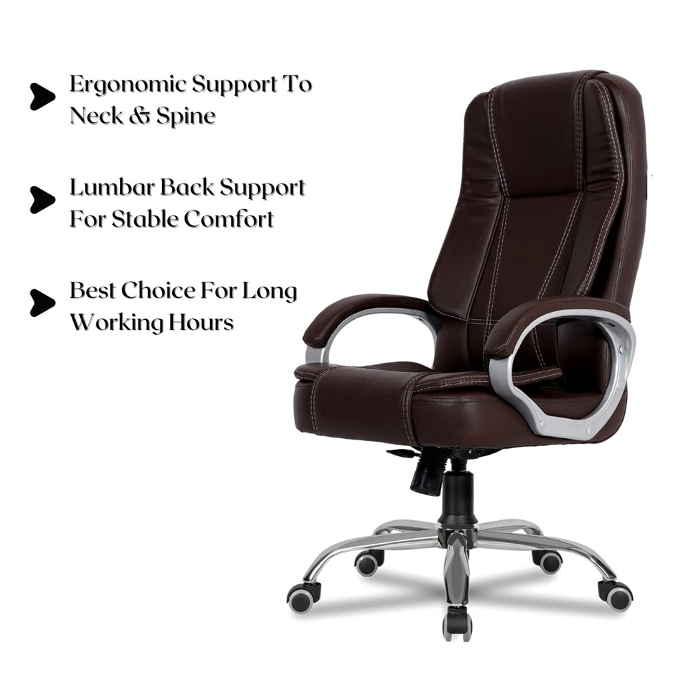 Tusker High Back Leatherette Office Chair Brown 