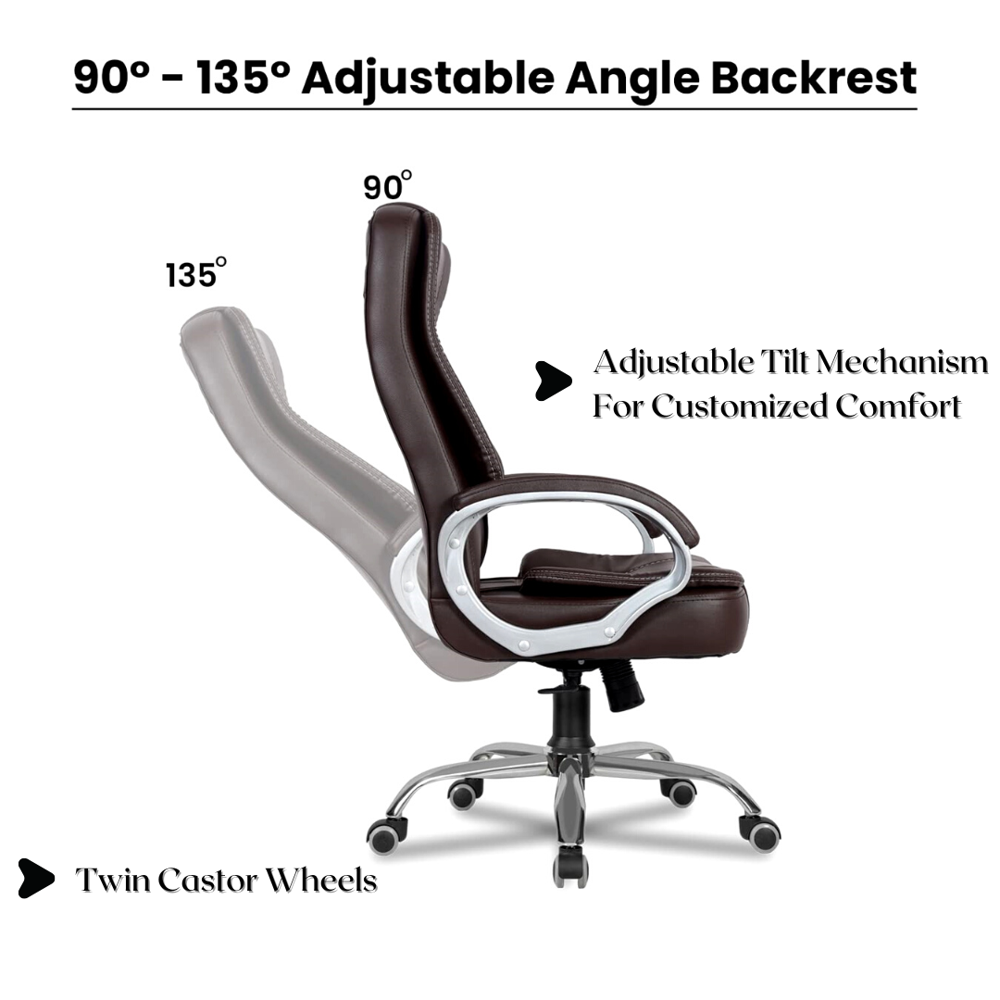 Tusker High Back Leatherette Office Chair Brown 