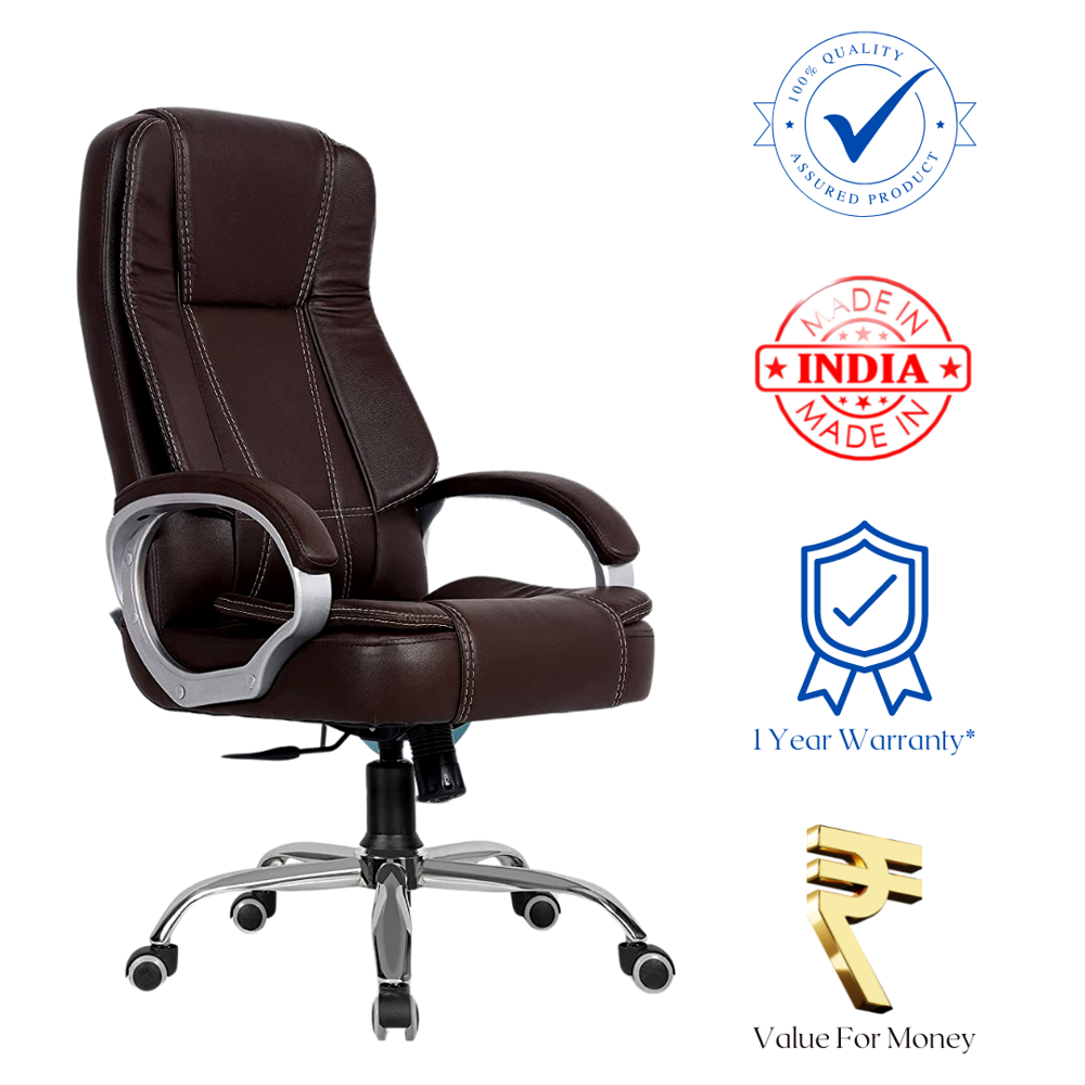 Tusker High Back Leatherette Office Chair Brown 