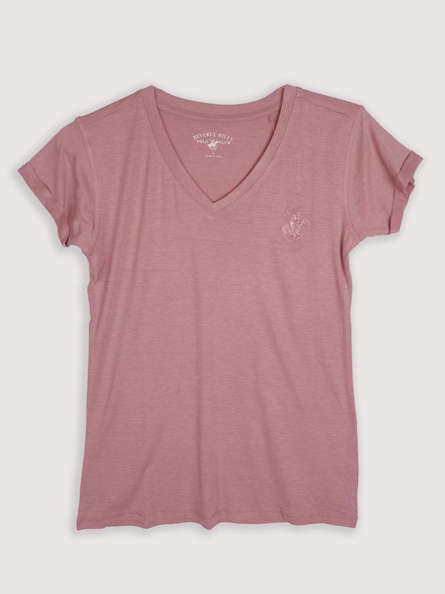 W13617 | BEVERLY HILLS POLO CLUB Ladies Roll Up Sleeve Stretch T-Shirt