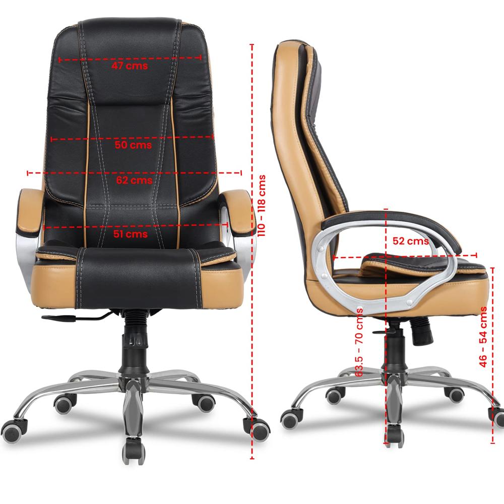 Tusker High Back Leatherette Office Chair Black & Tan 