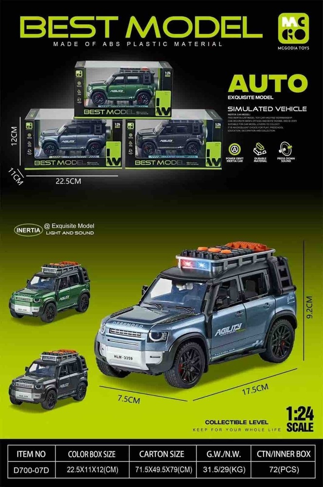1-24 Defender ABS Plastic Car