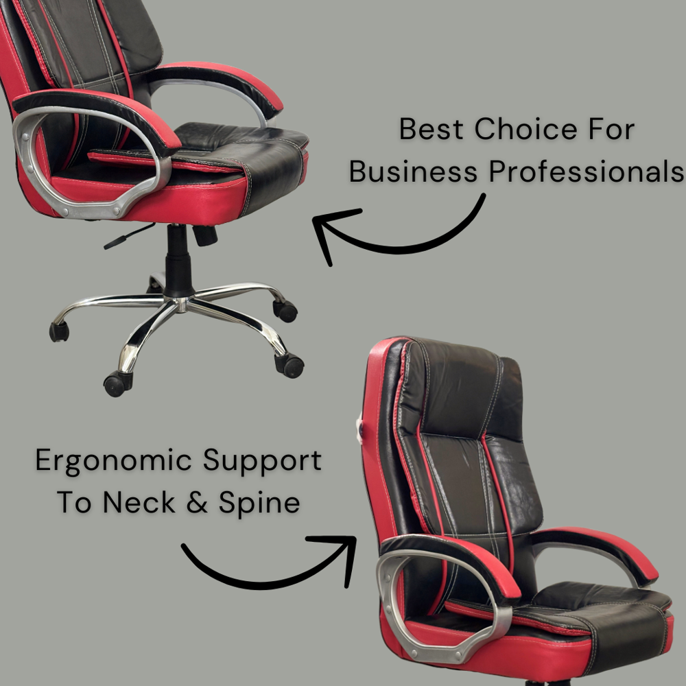 Tusker Ergonomic High Back Revolving Office Chair Black & Red